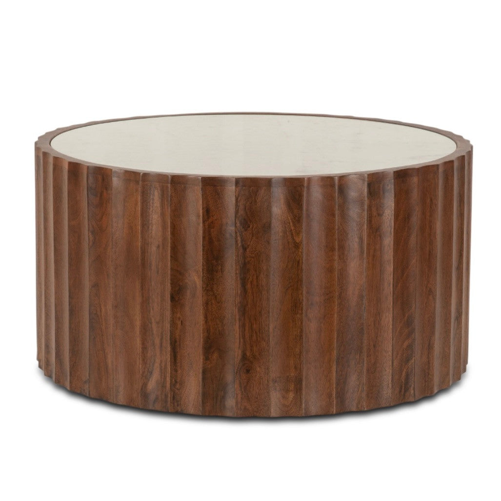 Willow 35" White Marble Round Coffee Table