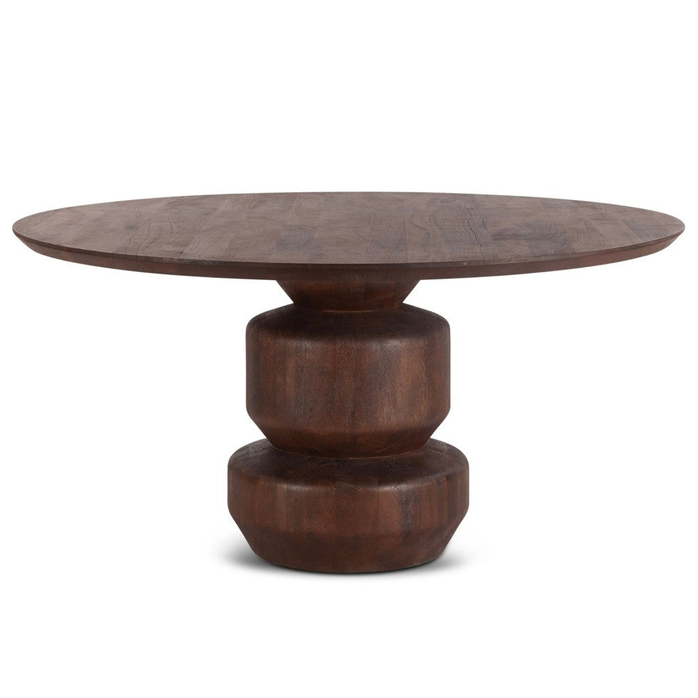 Cambridge Round Mango Wood Dining Table Walnut 60"