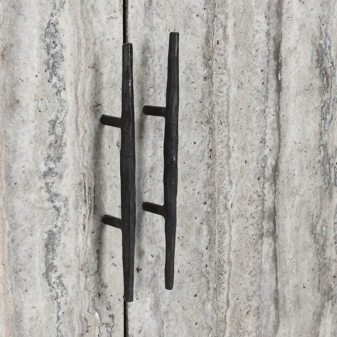 Lisbon 6-Door Reclaimed Wood and Travertine Sideboard 103"