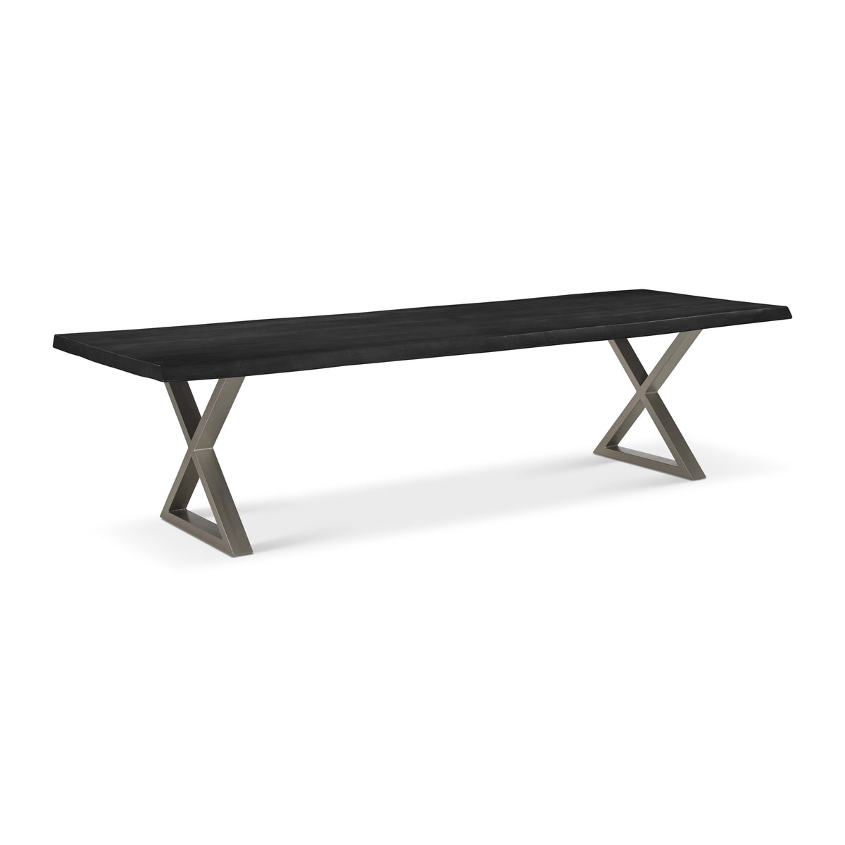 Brooks Dining Table X Base 40" x 116" Ebonized Top - Pewter Base by Urbia - detail 2