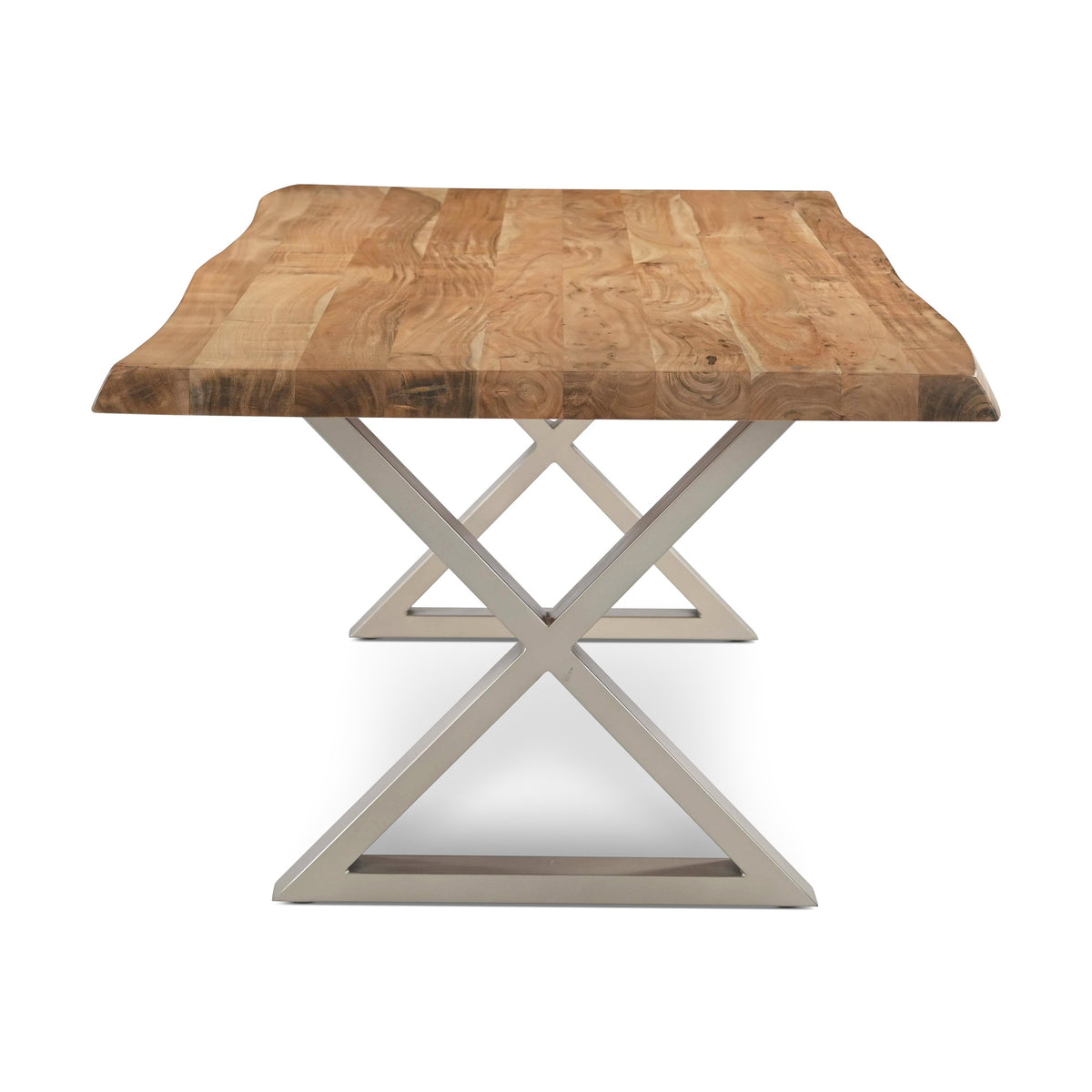 Brooks Dining Table X Base 40" x 92" Teak Top - Pewter Base by Urbia - detail 3