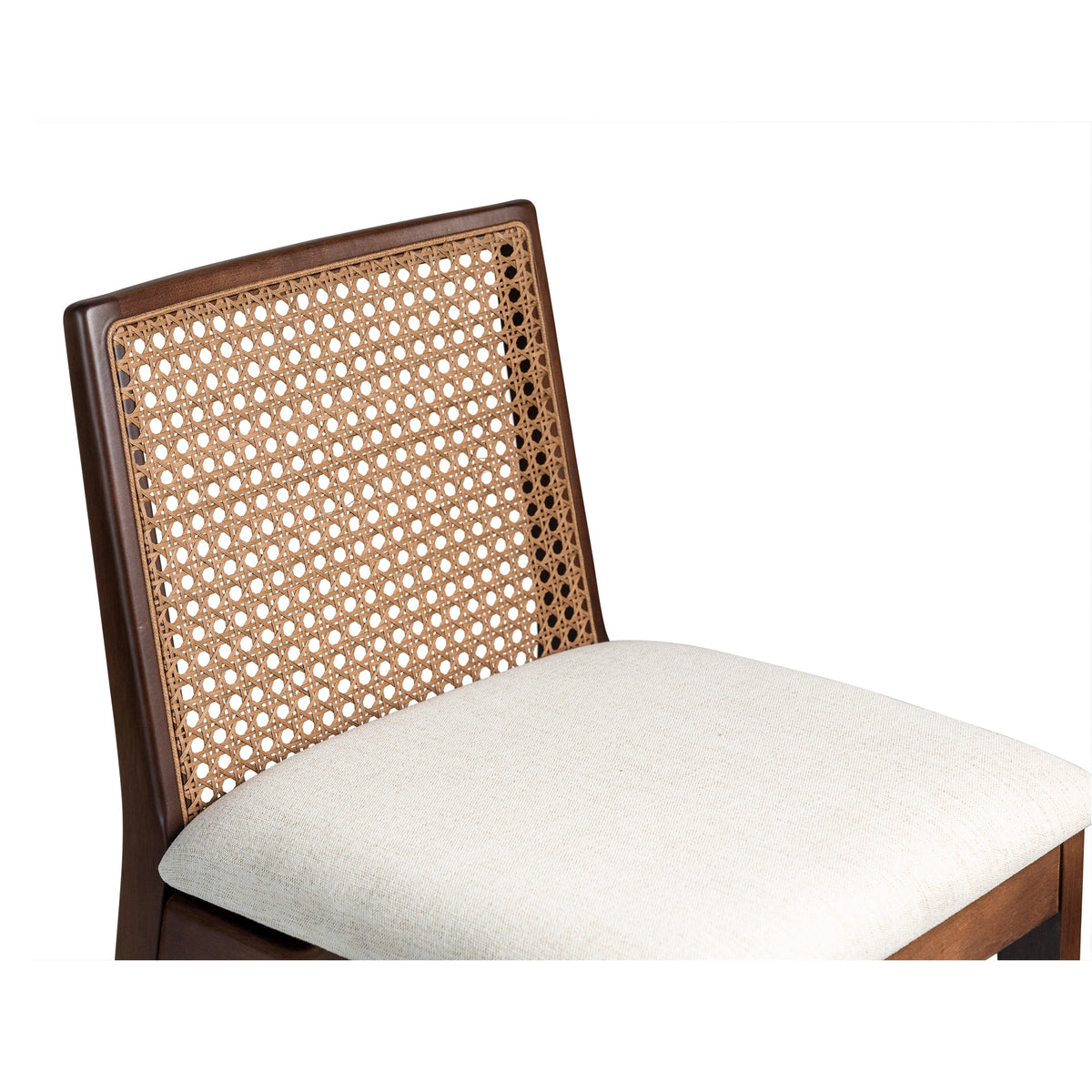 Modern Brazilian Nardia Cane Counter Stool Medley Ivory Seat Nogal Frame - Nogal Cane Webbing by Urbia - detail 6