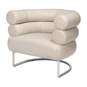 Rondo Occasional Leather Chair,White by Sarreid Ltd