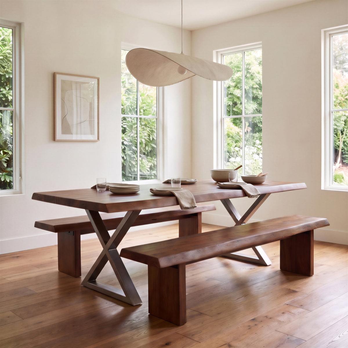 Brooks Dining Table X Base 40" x 92" Americano Top - Pewter Base by Urbia - detail 6