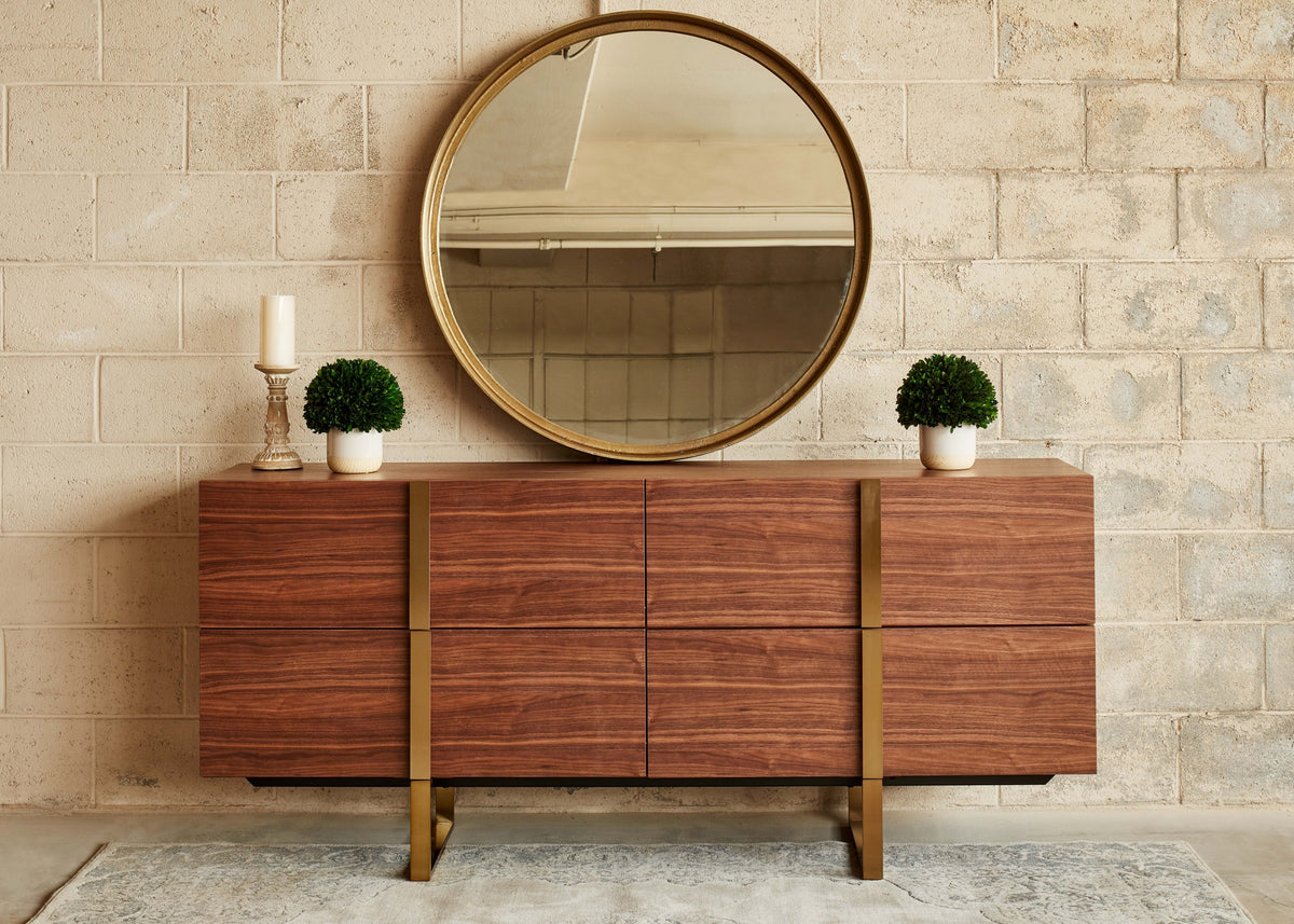 Elements Samar Round Mirror 23"Dia. - Antique Brass by Urbia - detail 5