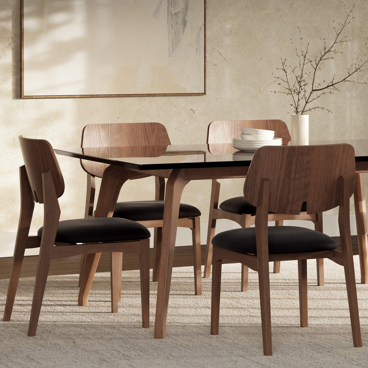 Beth Dining Chair Nogal, Shimmy Black Vinyl by Urbia - detail 10