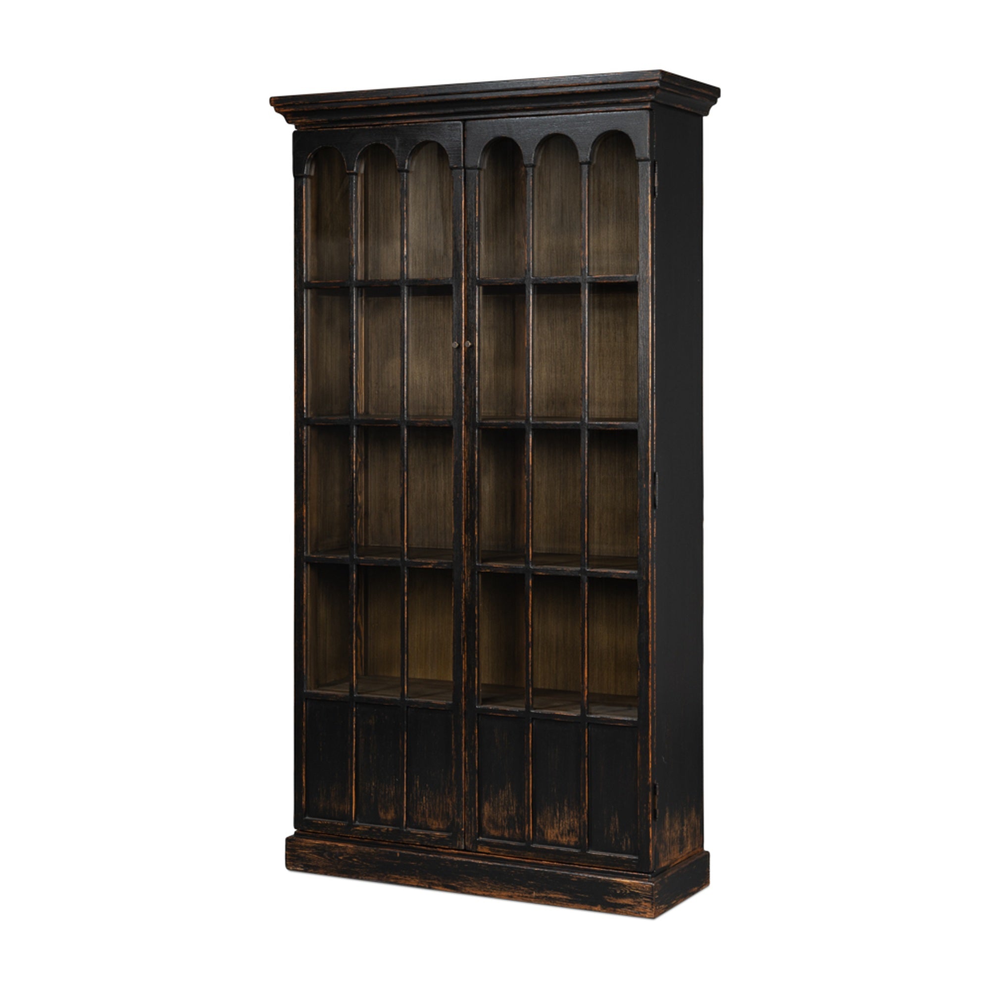Edgar Allan Glass Bookcase Antique Black by Sarreid Ltd
