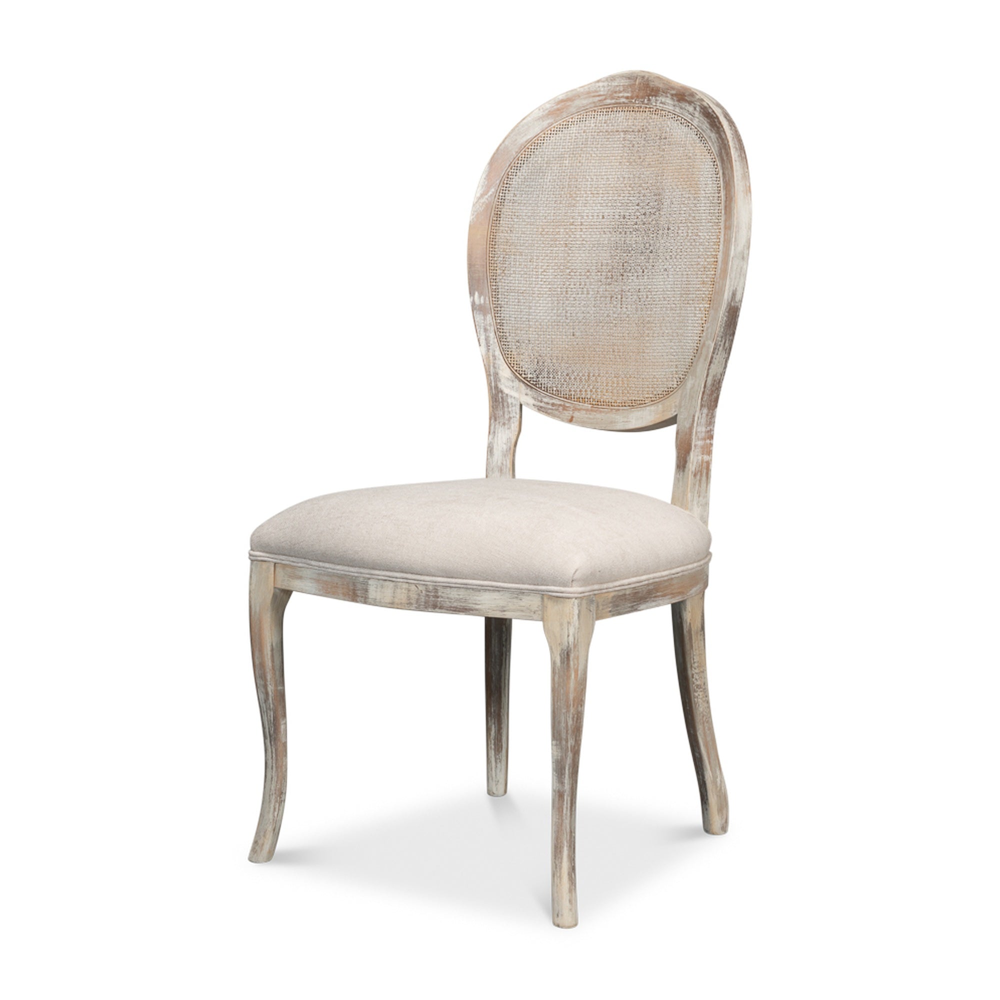 Oval Cane Back S/Chair,Grey Oak, Taupe by Sarreid Ltd