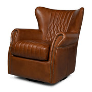 Bugatti Leather Swivel Chair by Sarreid Ltd