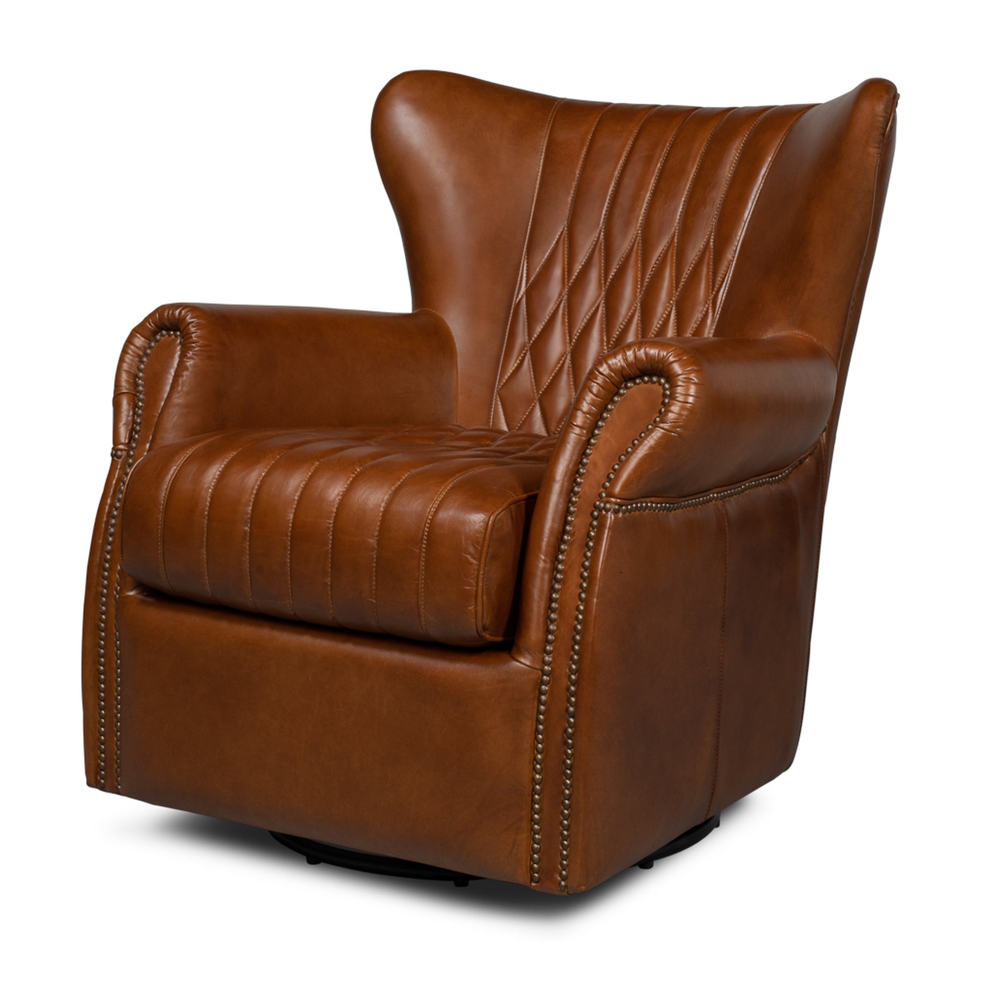 Bugatti Leather Swivel Chair by Sarreid Ltd