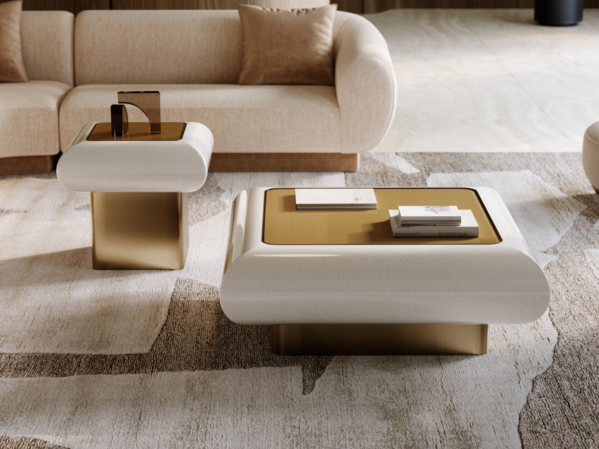 Seta Square Cocktail Table Craze Brushed Gold 42" by Caracole - view 3
