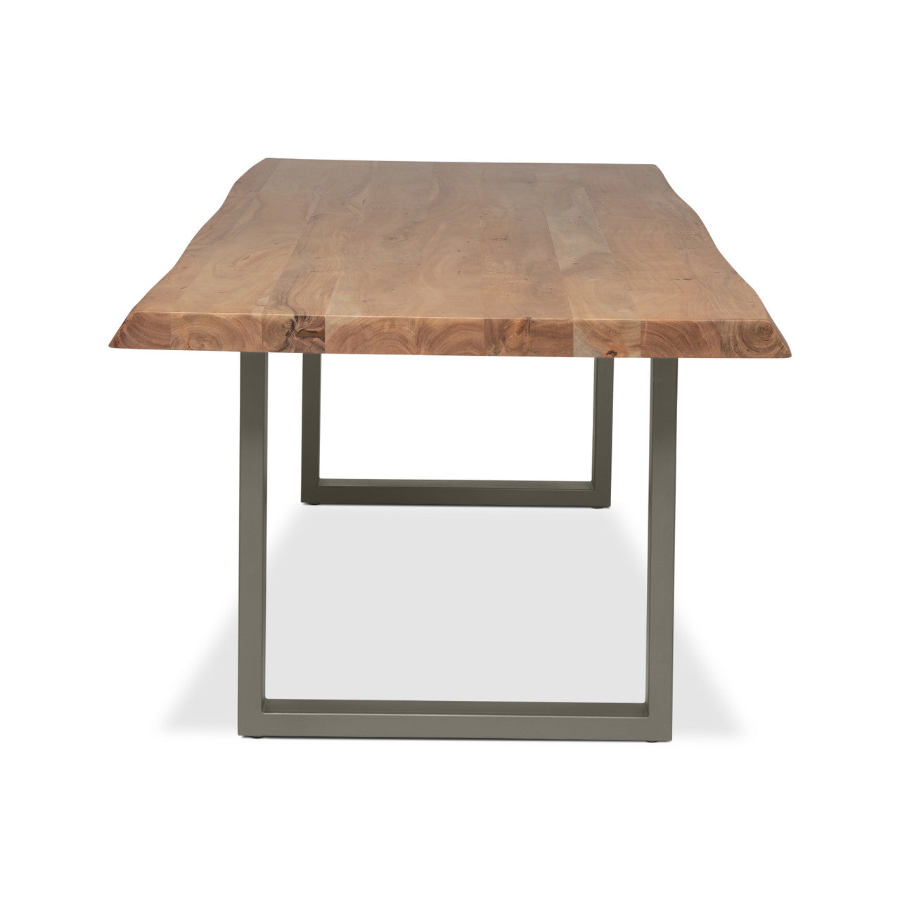 Brooks - Dining Table - U Base - 40" x 116" - Teak Top - Pewter Base