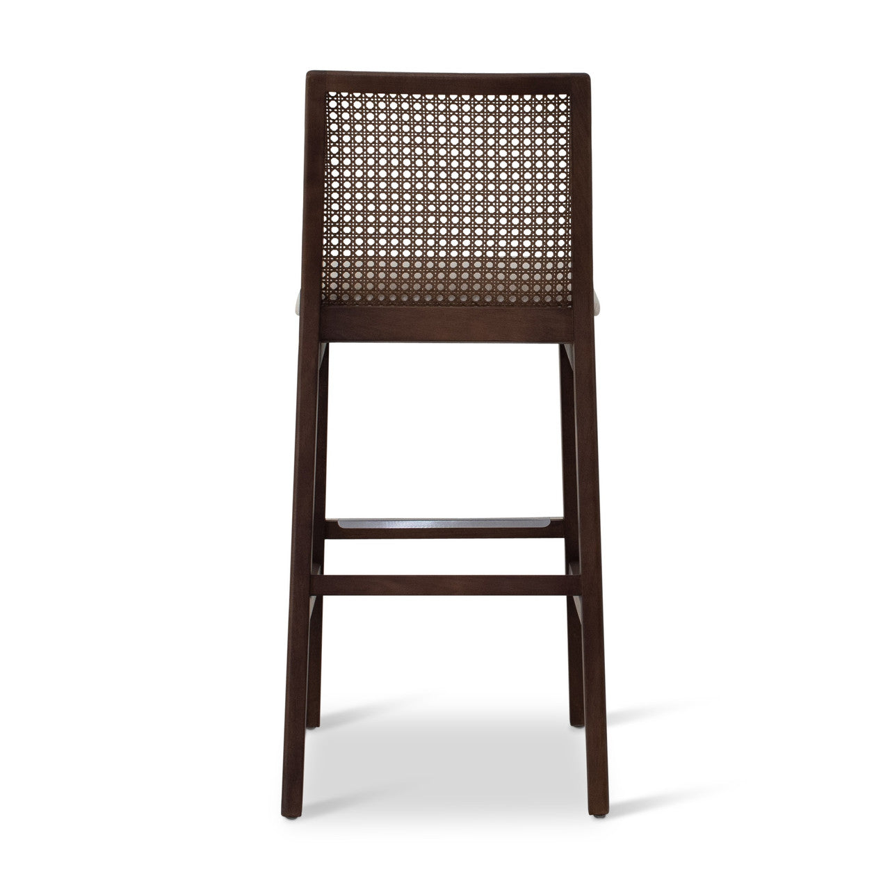 Modern Brazilian - Nardia - Cane Bar Stool - Medley Ivory Seat - Nogal Frame - Nogal Cane Webbing