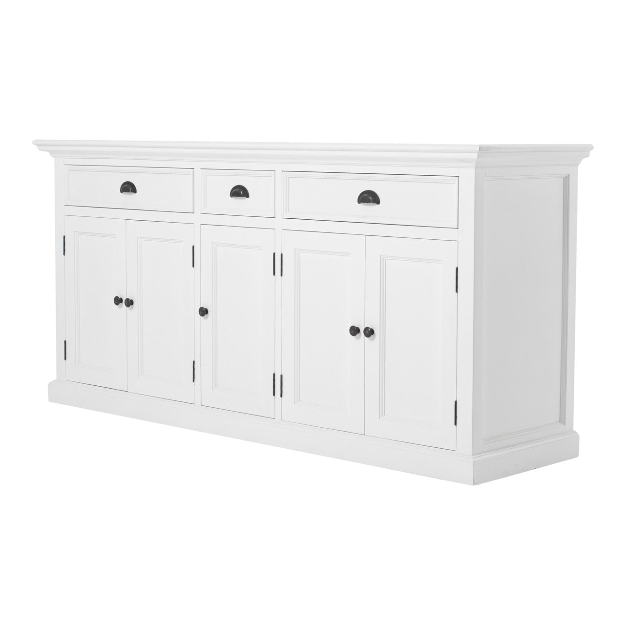 French Coastal Hutch Bookcase 5 Doors 3 Drawers 71"