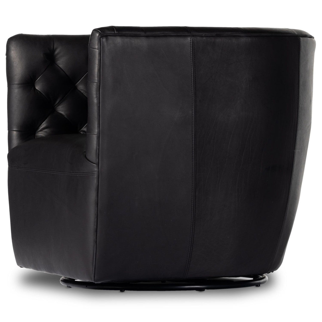 Hanover Heirloom Black Leather Swivel Chair