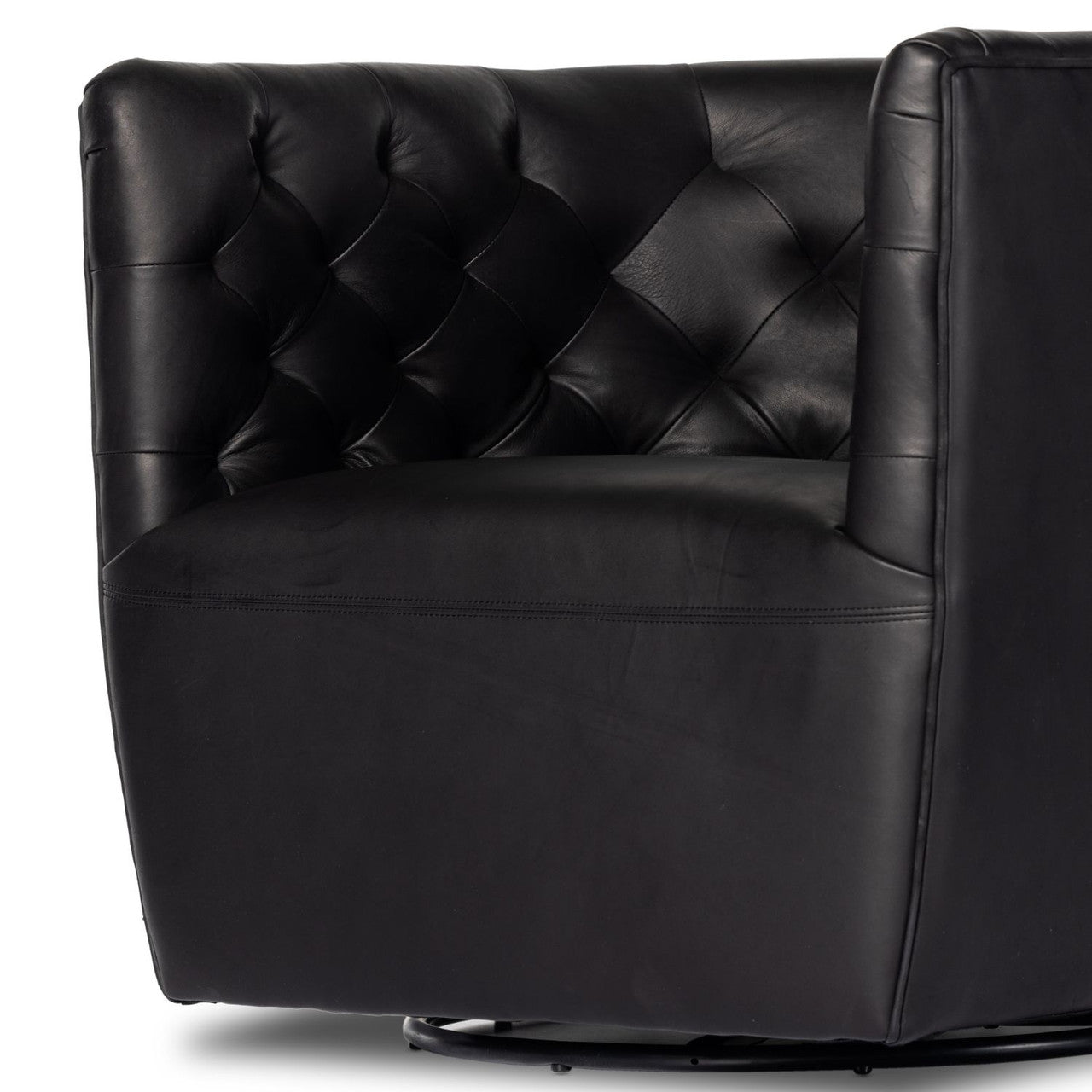Hanover Heirloom Black Leather Swivel Chair