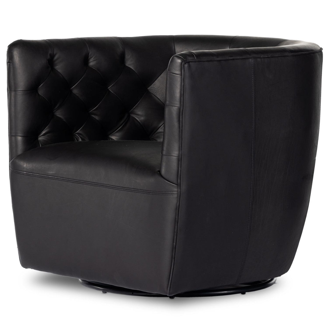 Hanover Heirloom Black Leather Swivel Chair