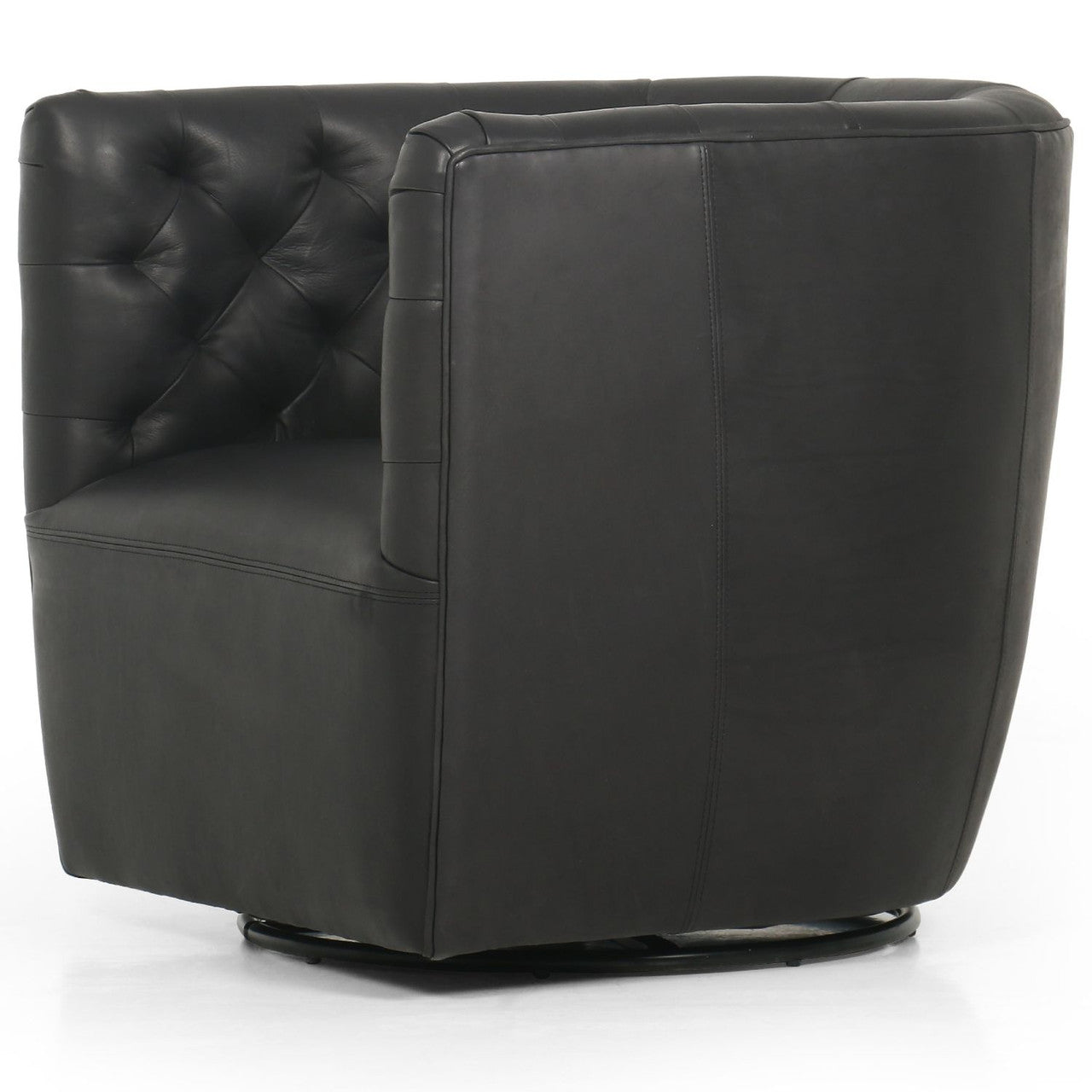 Hanover Heirloom Black Leather Swivel Chair