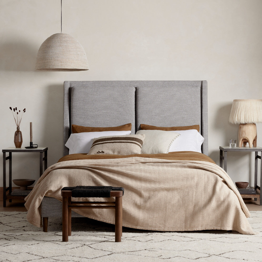 Potter Upholstered Wood Frame Queen Platform Bed