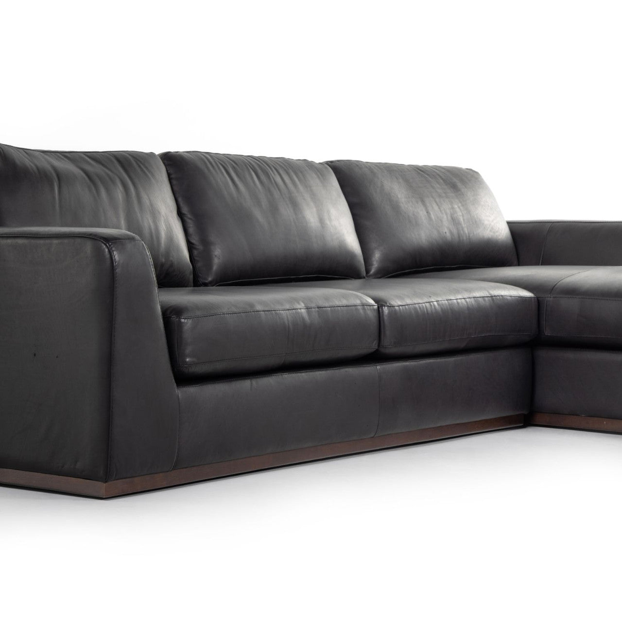 Colt 2 Piece Heirloom Black Leather Sectional RAF Chaise