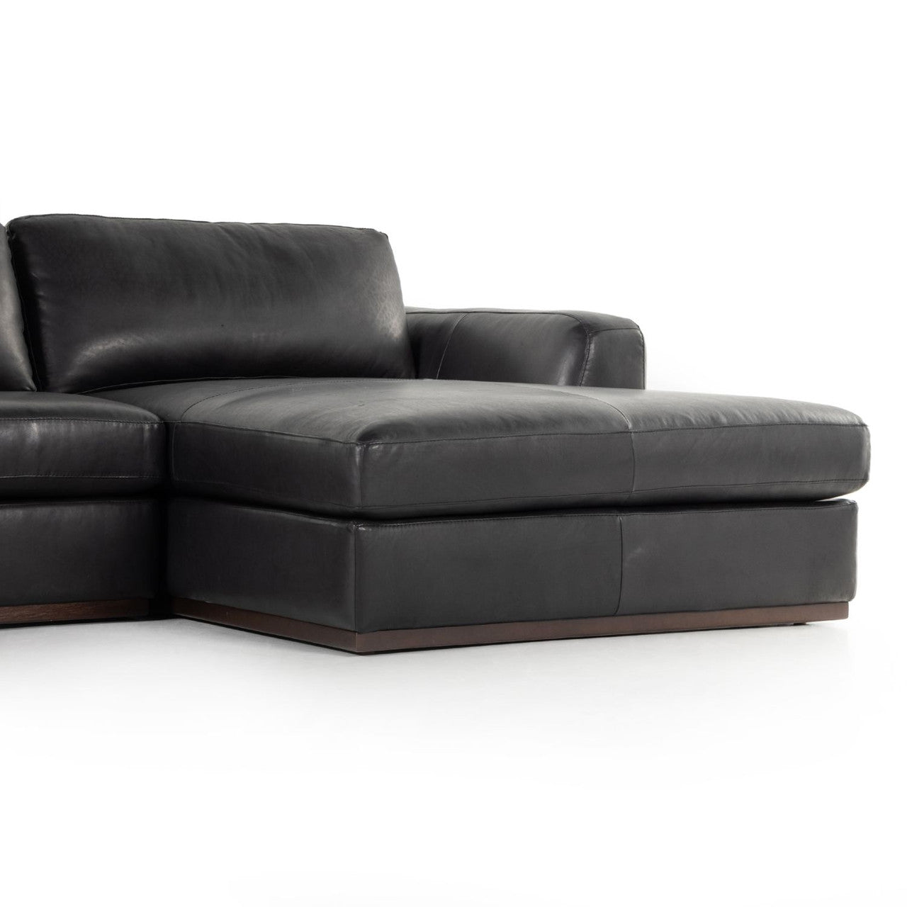Colt 2 Piece Heirloom Black Leather Sectional RAF Chaise