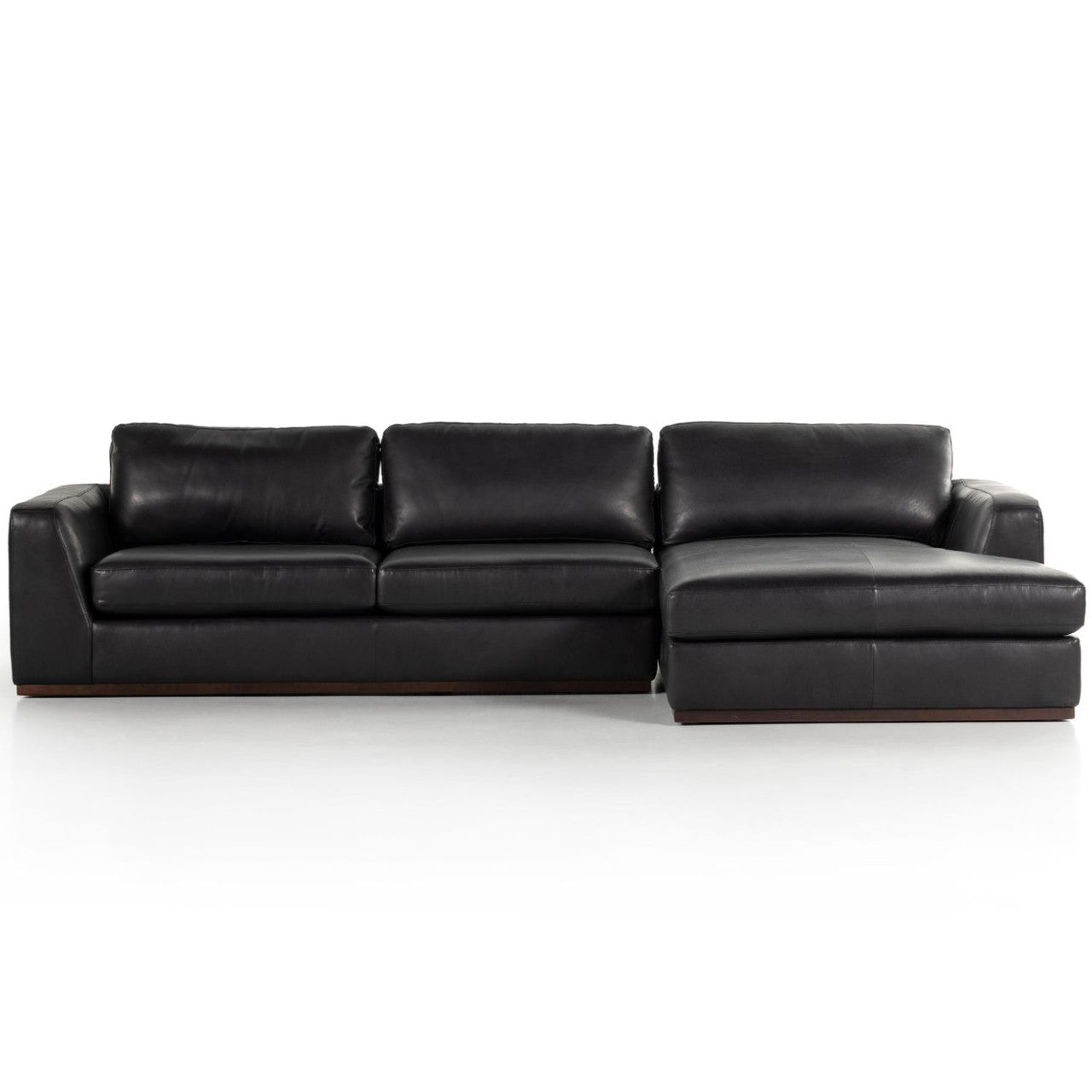 Colt 2 Piece Heirloom Black Leather Sectional RAF Chaise