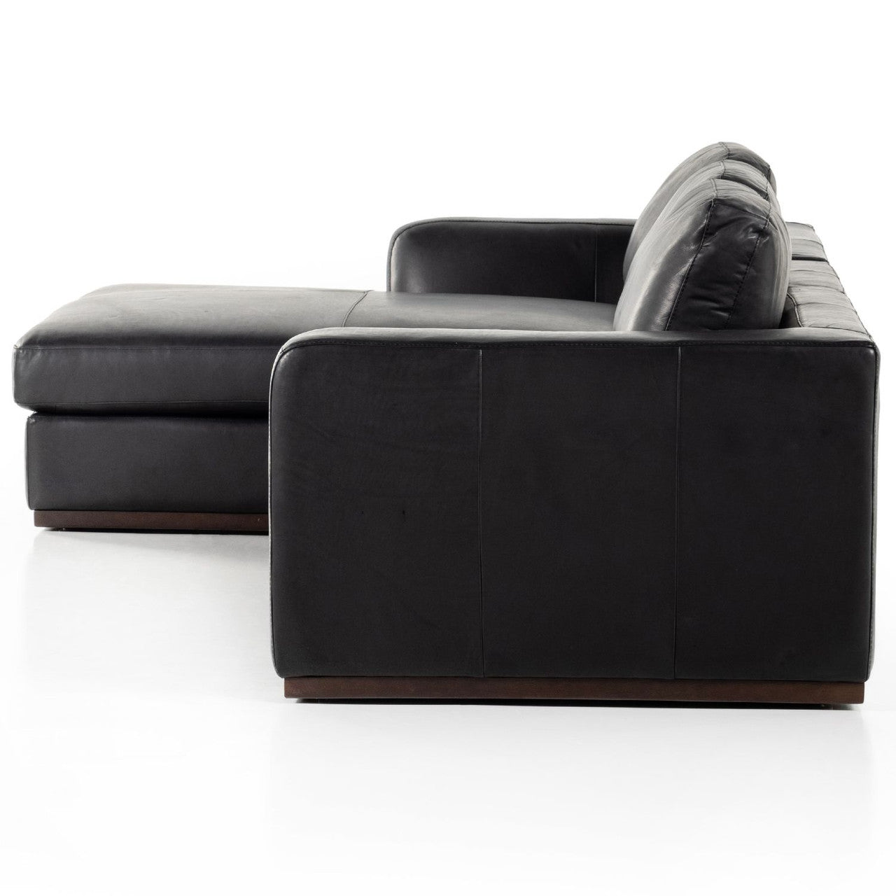 Colt 2 Piece Heirloom Black Leather Sectional RAF Chaise