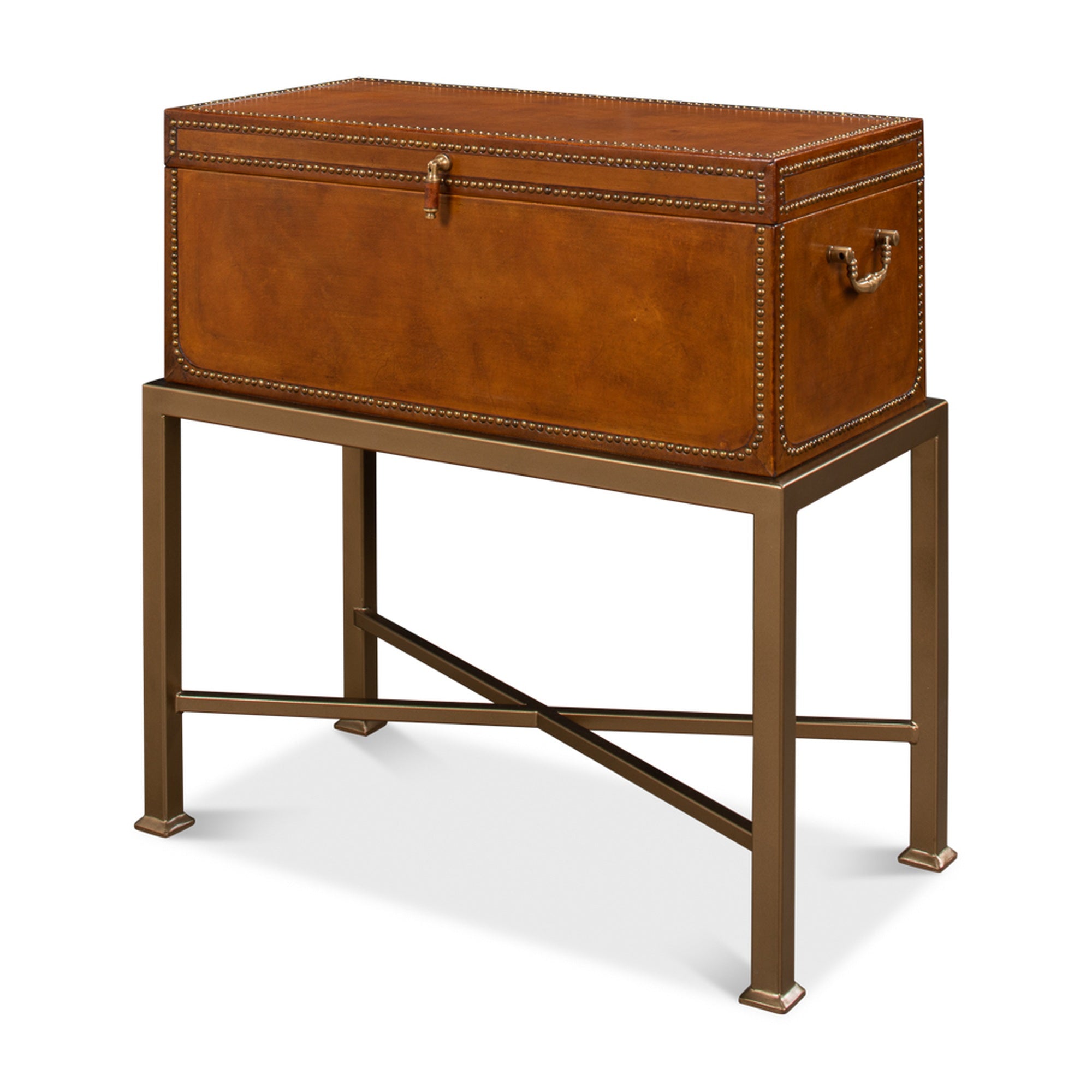 Remington Leather Box On Stand by Sarreid Ltd