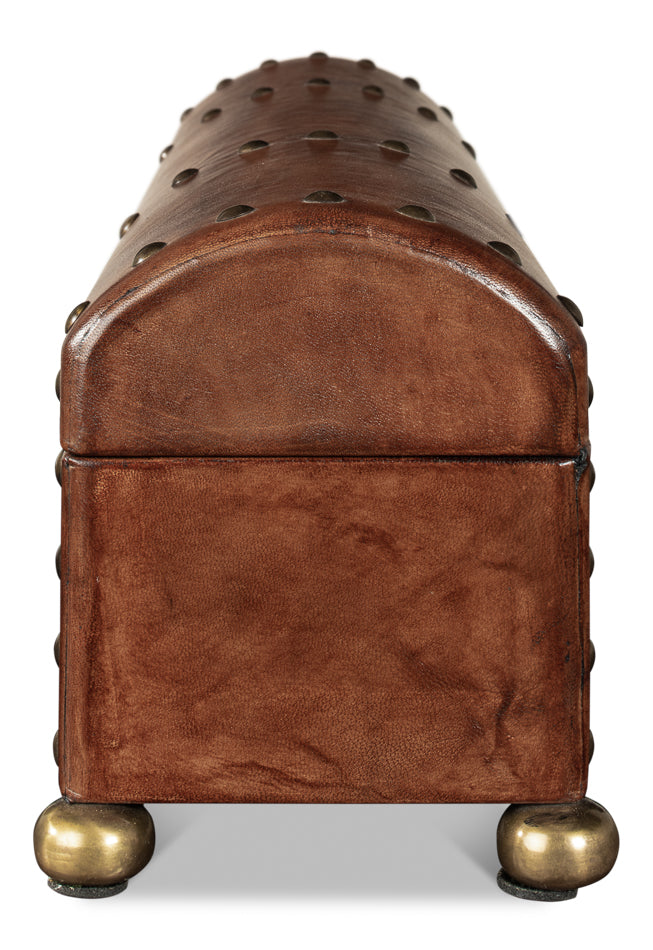 Telescope Leather Box W/Tacks by Sarreid Ltd - view 9