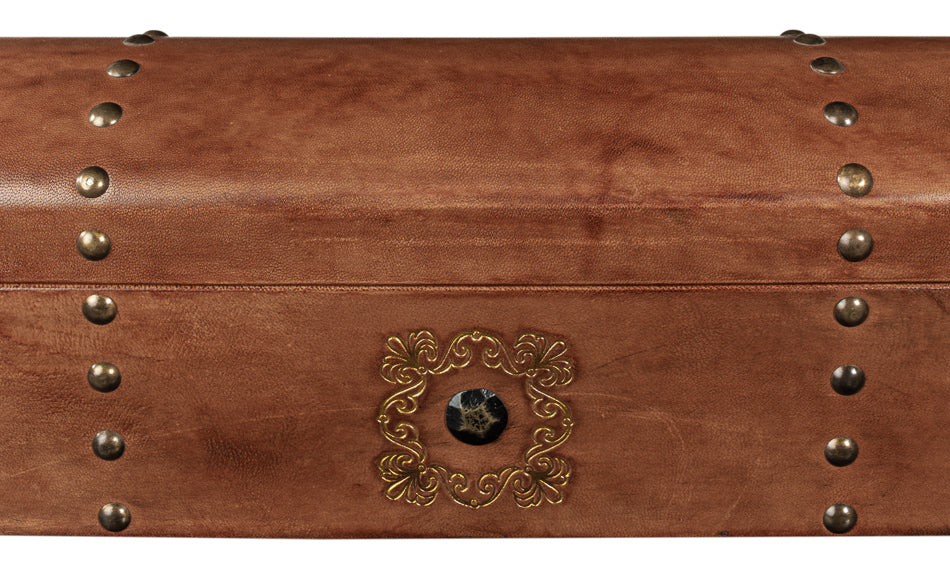 Telescope Leather Box W/Tacks by Sarreid Ltd - view 10