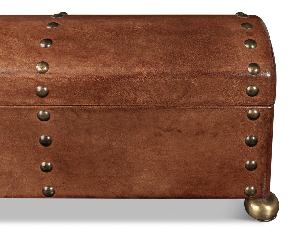 Telescope Leather Box W/Tacks by Sarreid Ltd - view 11