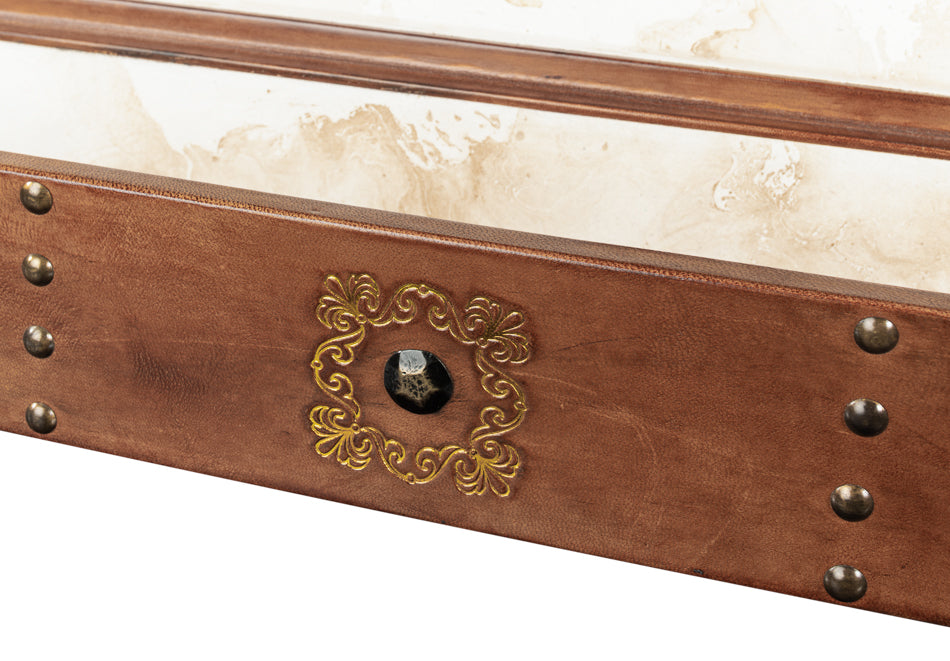 Telescope Leather Box W/Tacks by Sarreid Ltd - view 12