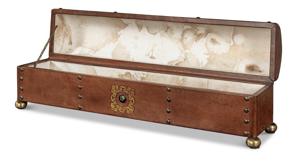 Telescope Leather Box W/Tacks by Sarreid Ltd - view 4