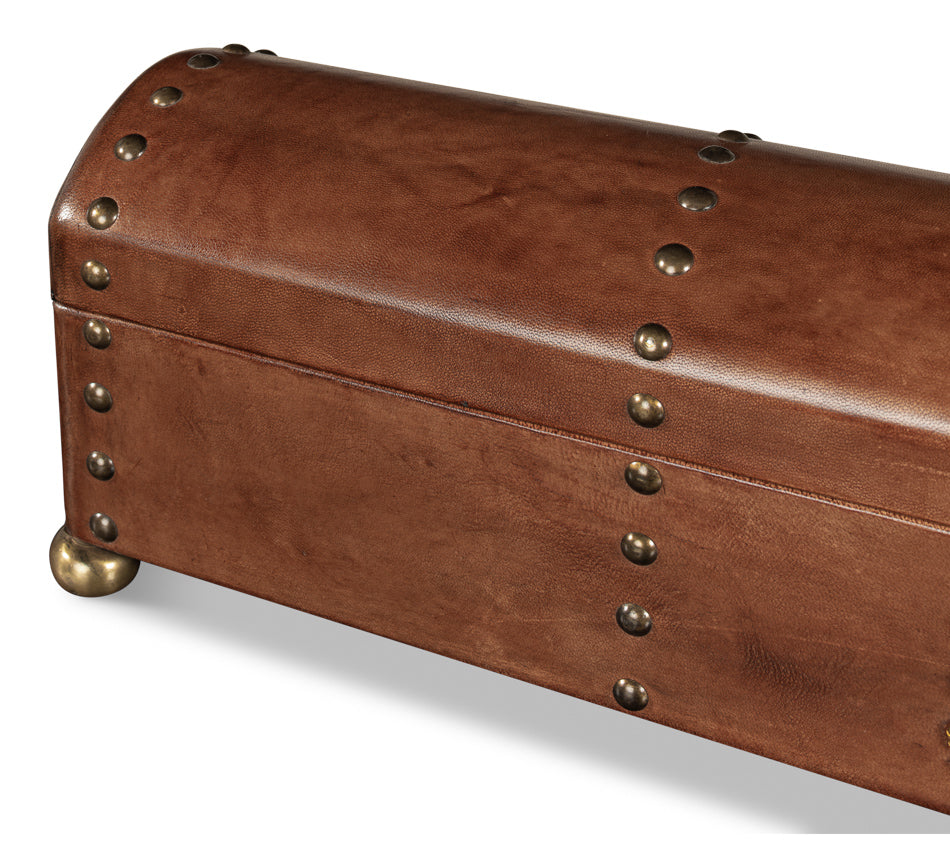 Telescope Leather Box W/Tacks by Sarreid Ltd - view 5