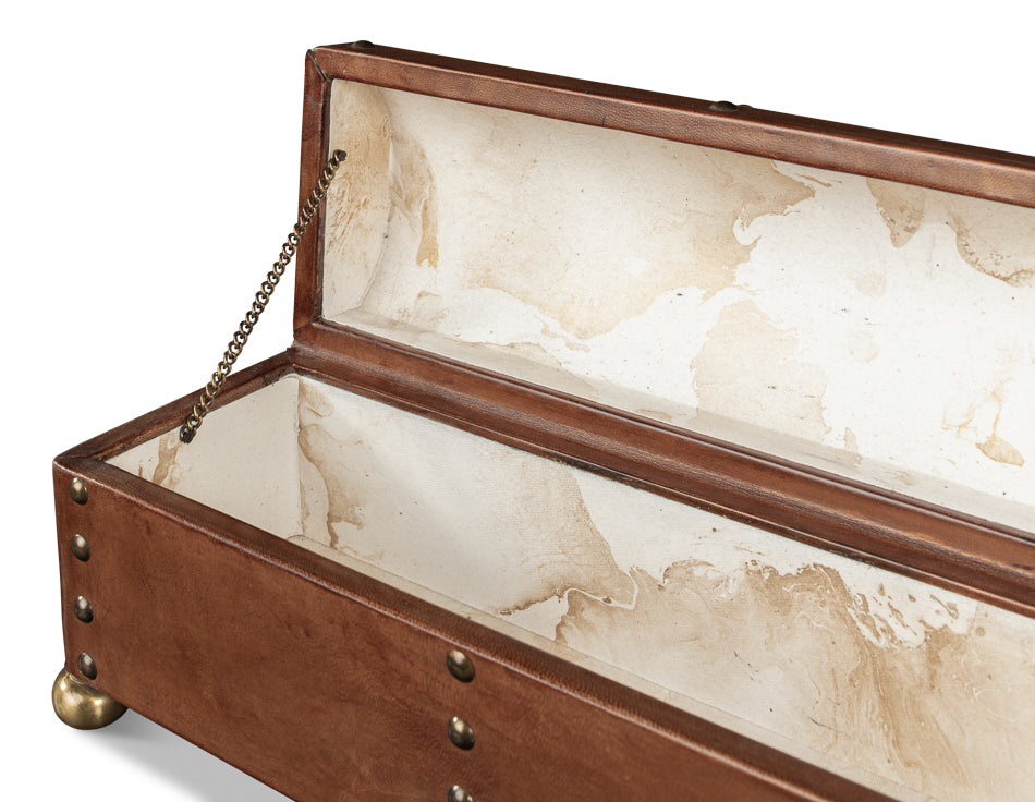 Telescope Leather Box W/Tacks by Sarreid Ltd - view 6