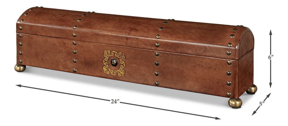 Telescope Leather Box W/Tacks by Sarreid Ltd - view 7