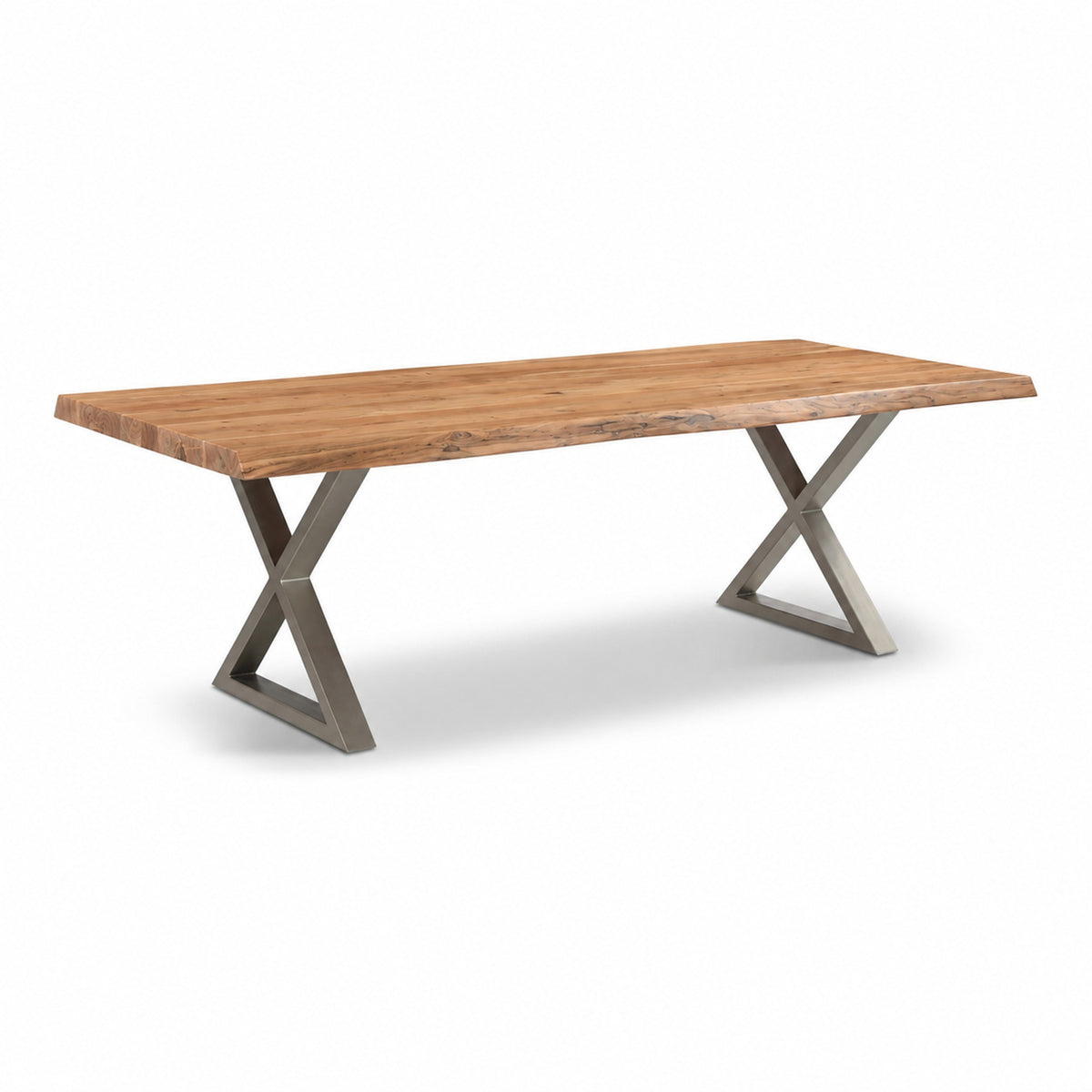 Brooks Dining Table X Base 40" x 92" Teak Top - Pewter Base by Urbia - detail 2