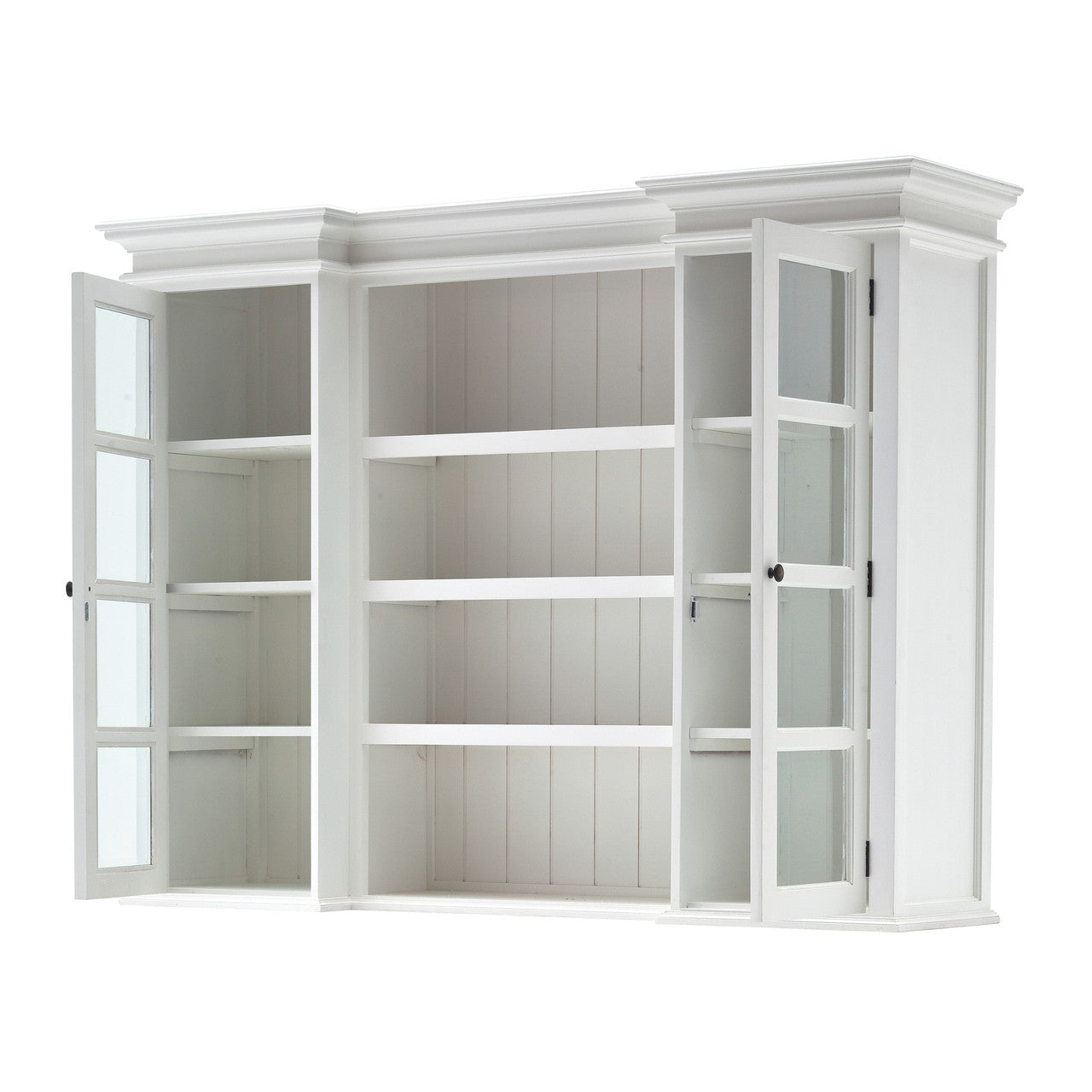French Coastal Library Hutch with Basket Set 71"