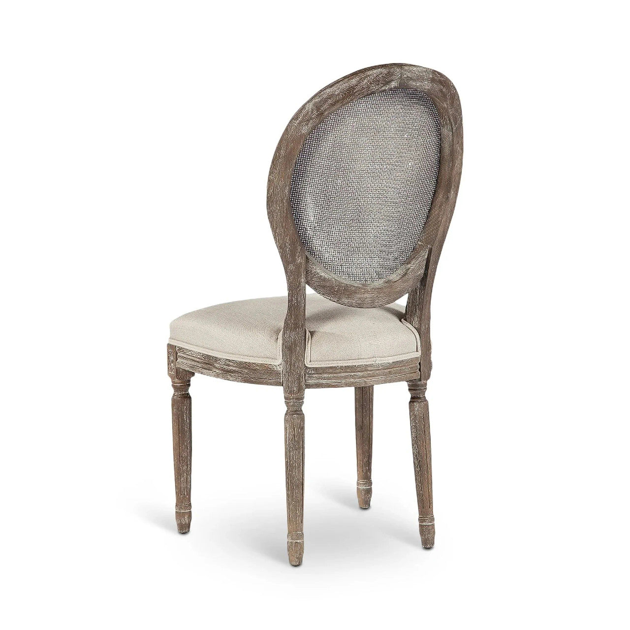 Louis XVI Solid Oak Woven Cane Back Side Chair