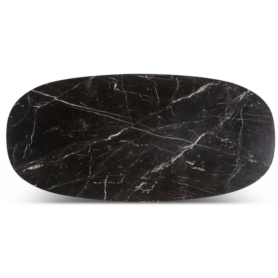 Serene 56" Mango Wood and Black Marble Coffee Table Espresso