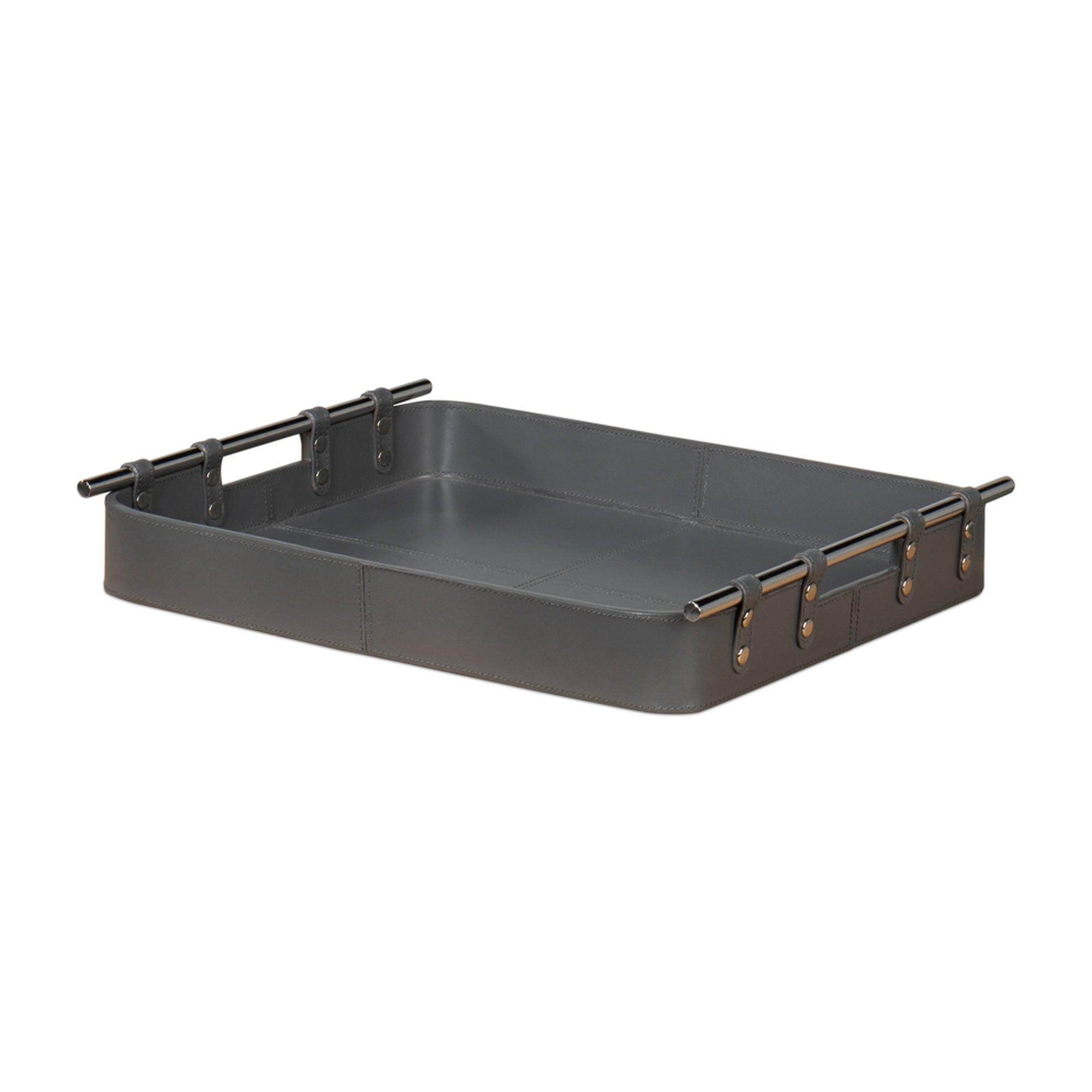 Safari Leather Tray, Quiet Shade by Sarreid Ltd