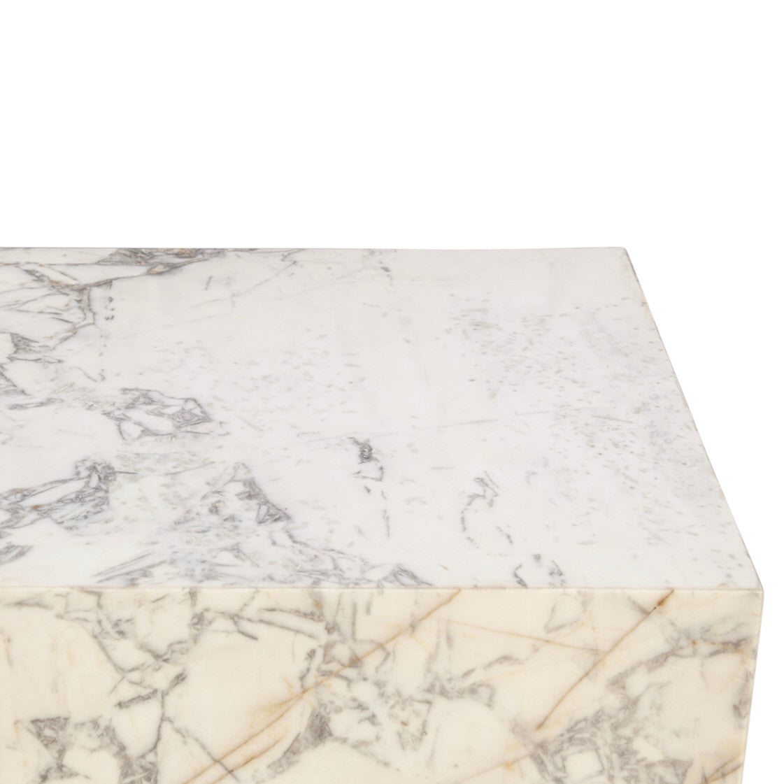 Nile 32" Drum Coffee Table in Alabaster Marble