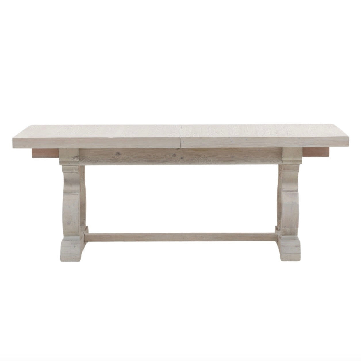 Chantelle Whitewashed Pine Extendable Trestle Dining Table 78-110"