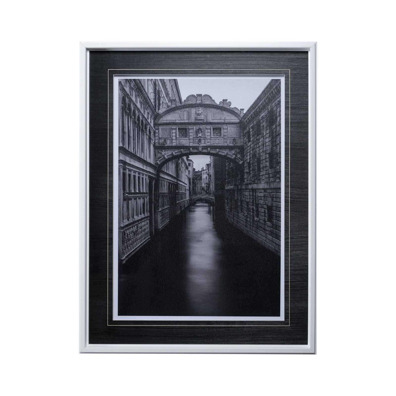 B&W Bridge of Sighs by Danny Head a Hand Embellished Textured Framed Photo Art Print Matted under Gl by Mercana at ZIN Home