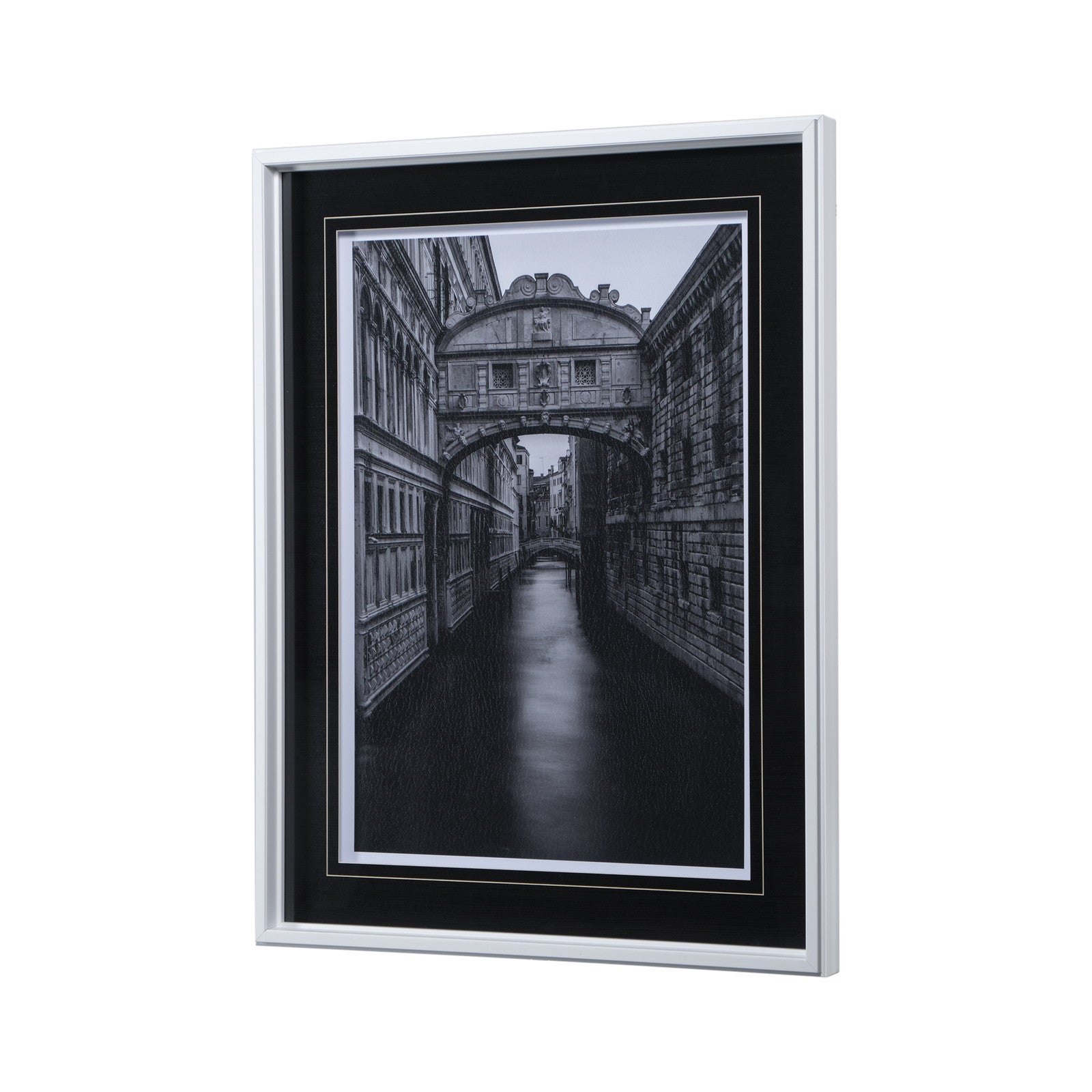 B&W Bridge of Sighs by Danny Head a Hand Embellished Textured Framed Photo Art Print Matted under Gl by Mercana at ZIN Home