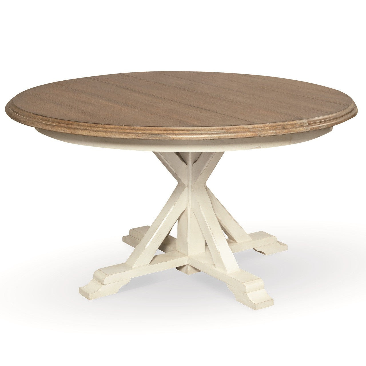 Coastal Beach White Oak round extension dining table