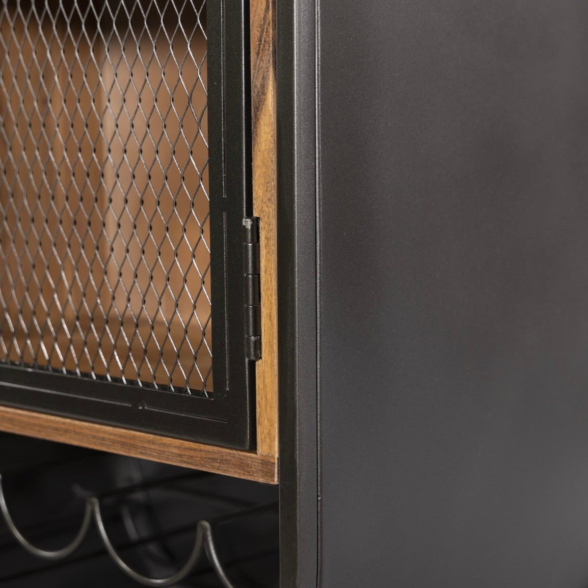 Roswell Iron and Mango Wood Industrial Bar Cabinet