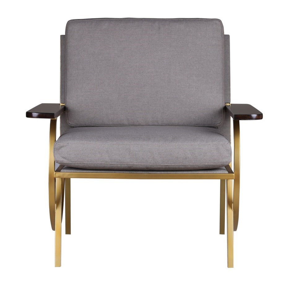 Tracey Boyd, B Shadow Grey Velvet + Gold Accent Chair
