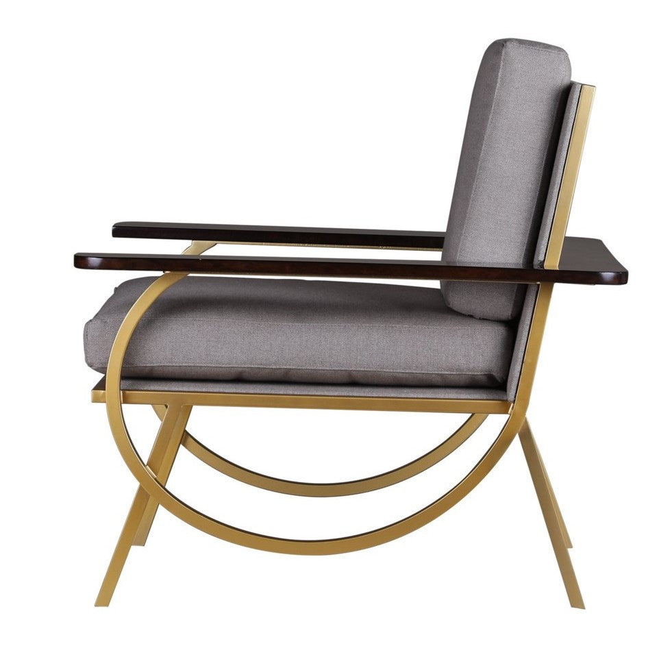 Tracey Boyd, B Shadow Grey Velvet + Gold Accent Chair