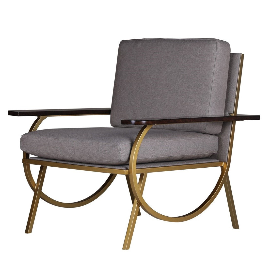 B Shadow Grey Velvet + Gold Accent Chair